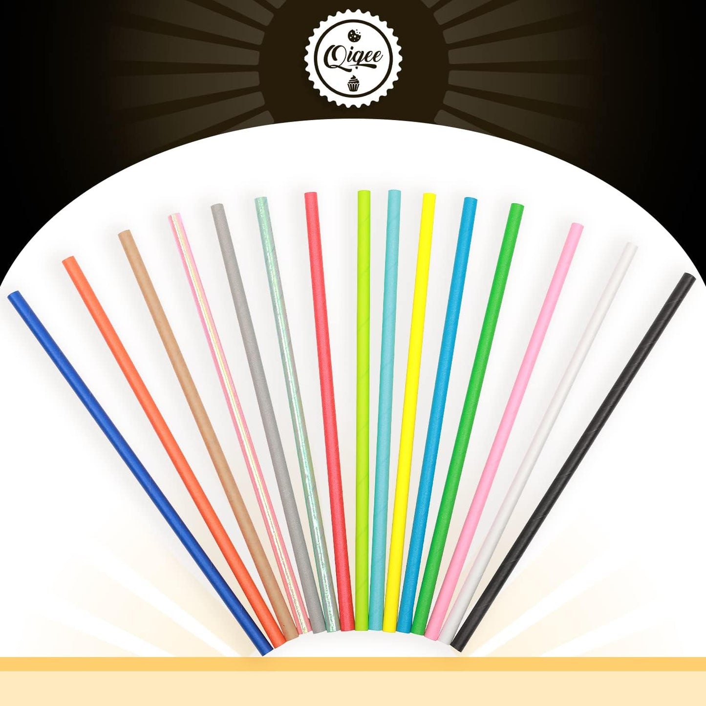 Rainbow Paper Straws - 150 Pack Disposable Straws in Bulk (15 Solid Colors) by qiqee