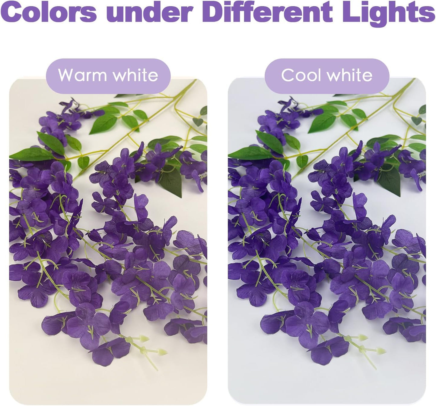 48 Pcs of Wisteria Hanging Flowers, 3.75 Ft Fake Wisteria Flower Strings, Artificial Wisteria Flowers Hanging Garland for Backdrop, Wedding, Ceremony,Garden and Home Wall Decoration (Dark Purple)