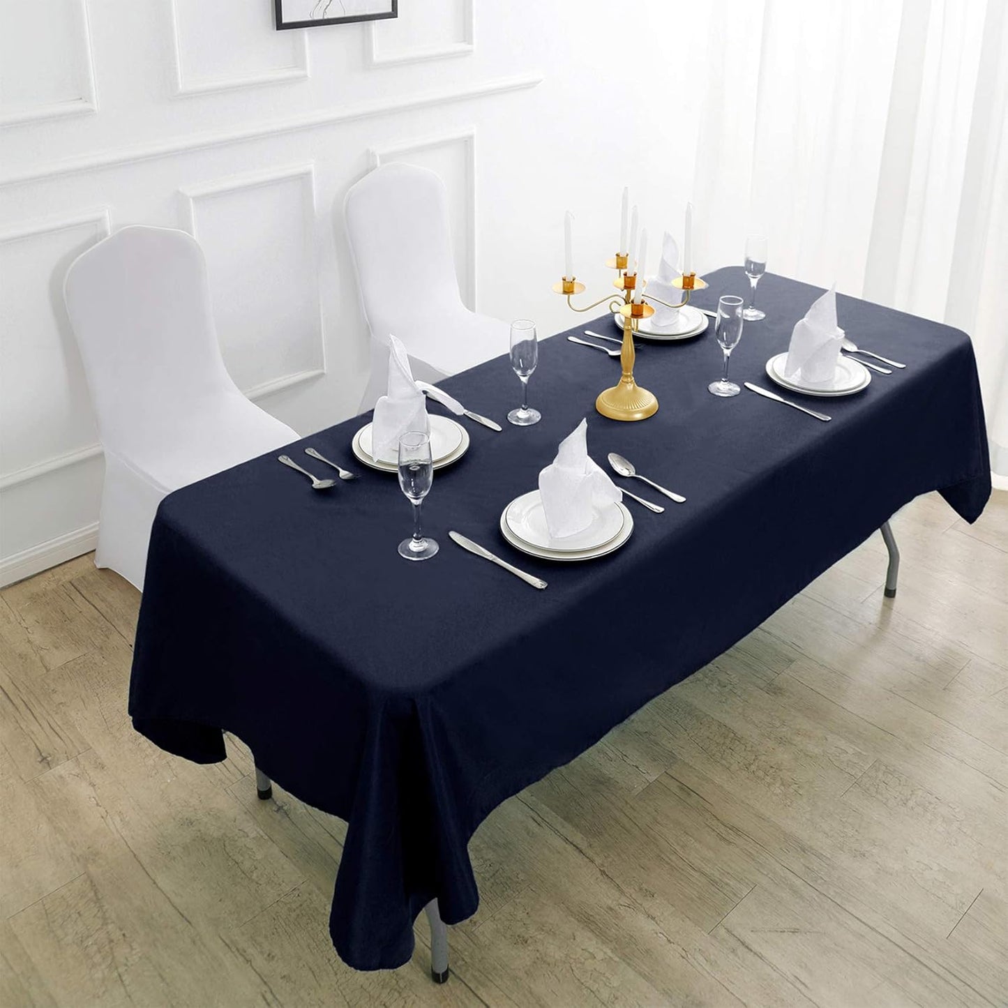 Rectangle Tablecloth 60x120 inch Washable Polyester Fabric Table Cloth for Wedding Party Dining Banquet Decoration（60x120, Navy）