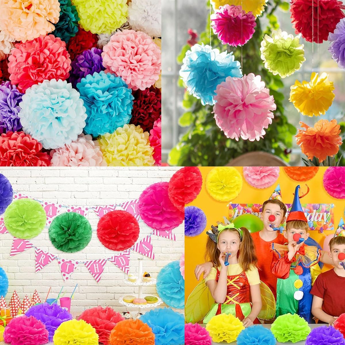 12pcs 10in 12in Orange Paper Pom Poms Tissue Paper Flower Hanging Paper Flower Balls Wedding Party Flower Decorations DIY Art Craft Blooms for Birthday Baby Shower Nursery Decor