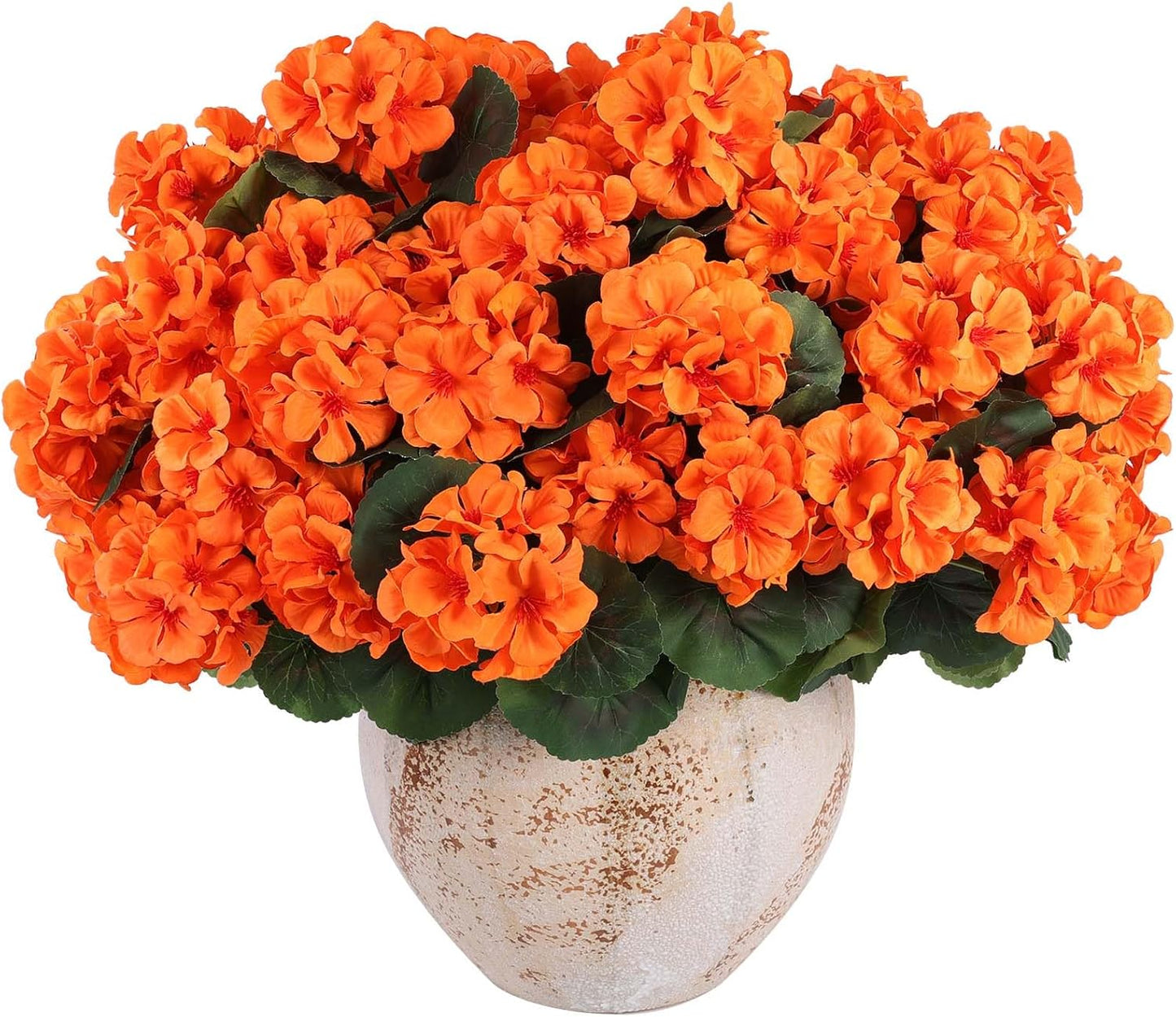 Hananona 12 Pcs Artificial Geranium Flowers for Outdoors Geranium Silk Orange Flower Outdoor UV Resistant Patio Plants Faux Autumn Flowers for Fall Home Kitchen Table Centerpieces (12, Orange)