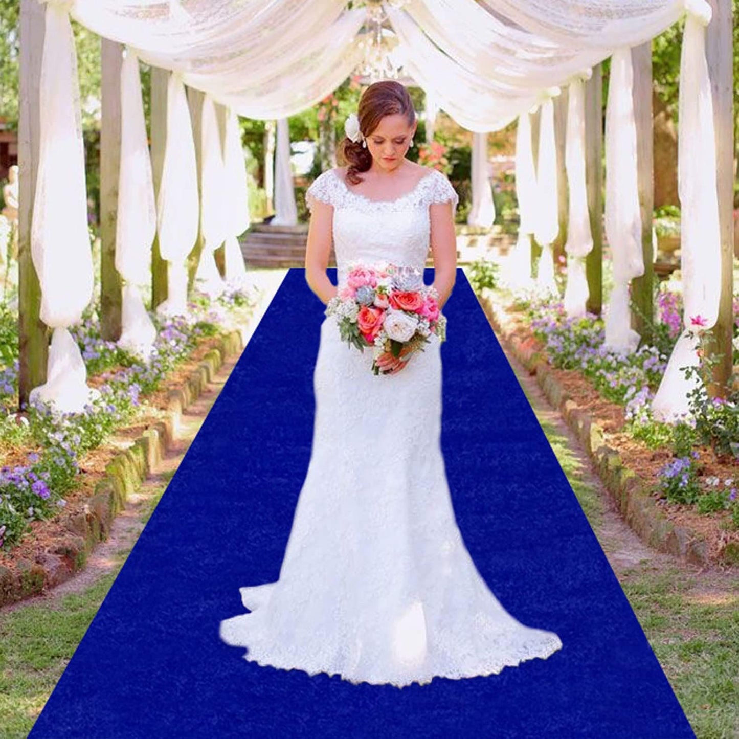 MODFUNS Royal Blue Aisle Runner Wedding Runner Aisle 4x25ft Velvet Fabric Carpet Runner for Party Aisle Rug with Carpet Tape Wedding Carpet Runway for Ceremony Banquet Celebration