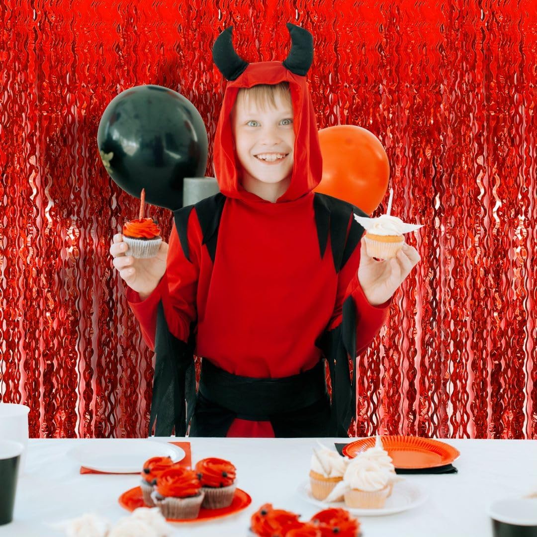 Red Door Streamers Party Backdrop Foil Curtains, Ruby Wall Decor, Carnival Decorations, Casino Theme Parties Decorations, Birthday Decorations, Red Graduation Decorations, Bachelorette Party Supplies