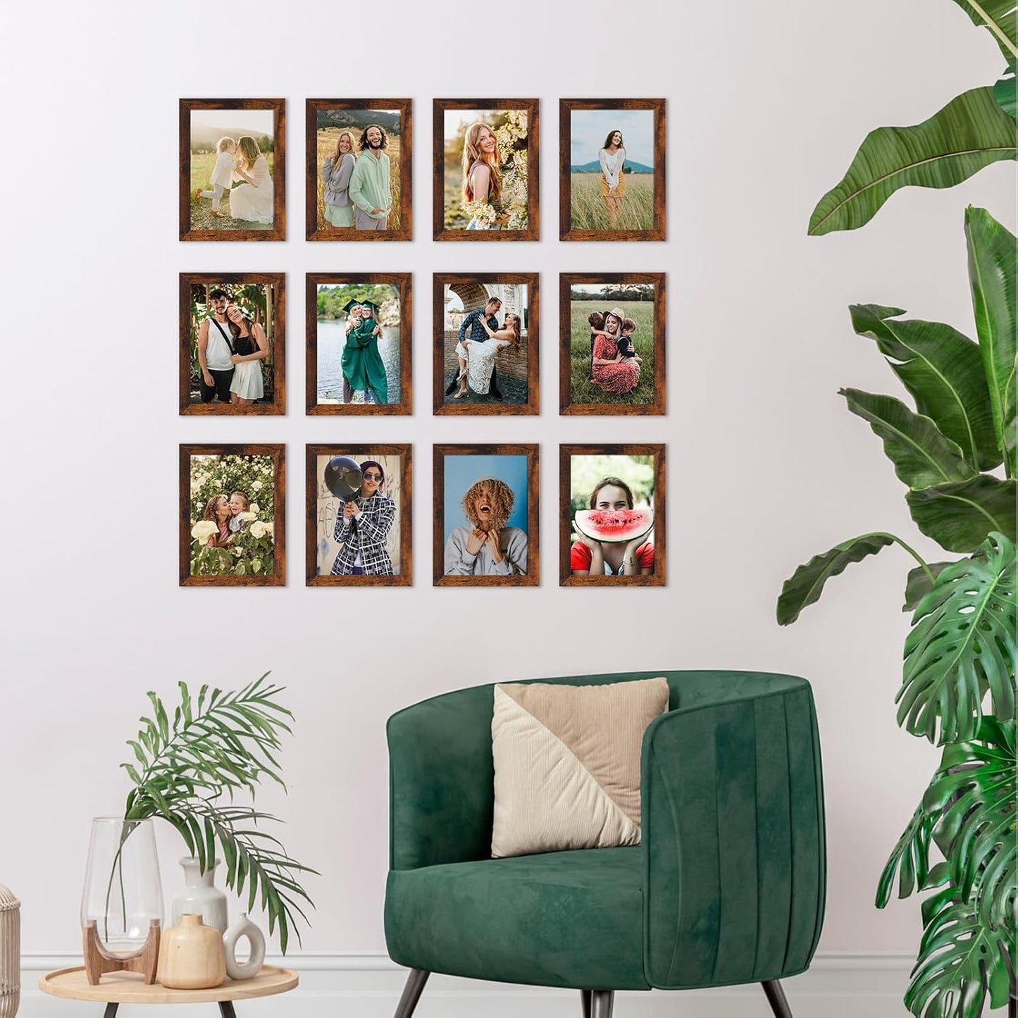 PETAFLOP Picture Frames 5x7 Bulk Set of 18, Wooden Brown Photo Frames Fits 5 by 7 for Wall or Tabletop Display