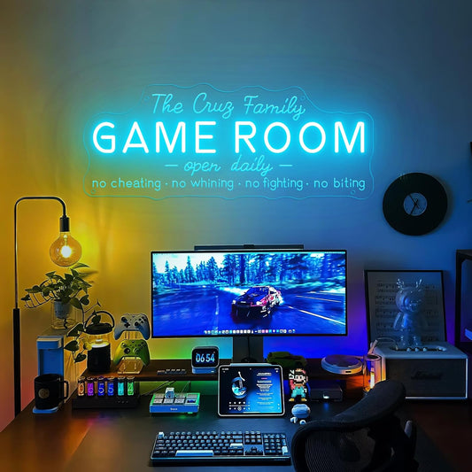 Custom Game Room Neon Sign for Wall Decor, Personalized LED Neon Name Signs, Dimmable Game Light Up Signs Customizable for Playroom Gaming Zone Man Cave Bedroom, Men Boys Gamer Birthday Gifts
