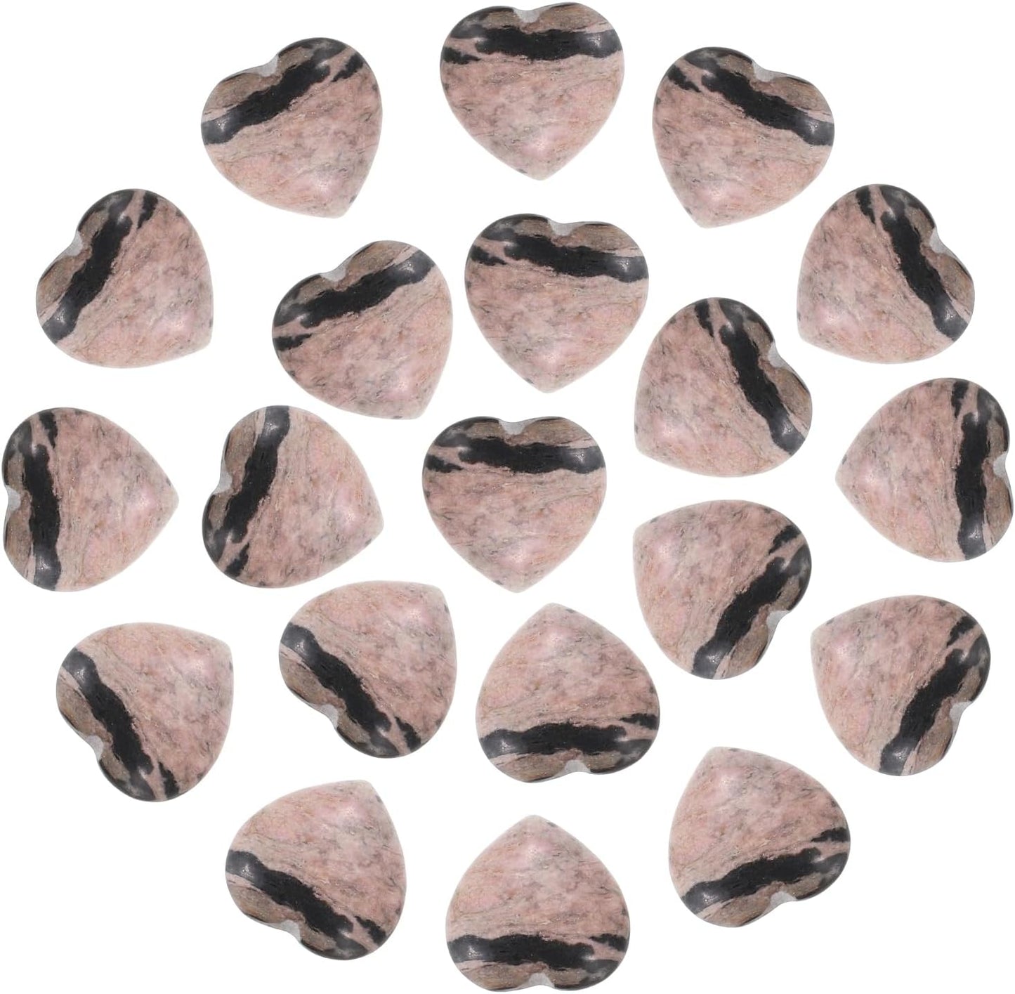 PATIKIL 20 Pcs Natural Heart Shaped Crystal Stone, 0.6 Inch Mini Polished Love Gemstone Crystal, Pocket Rock Engraved Worry Stones for Women Gifts Meditation, Pink Black