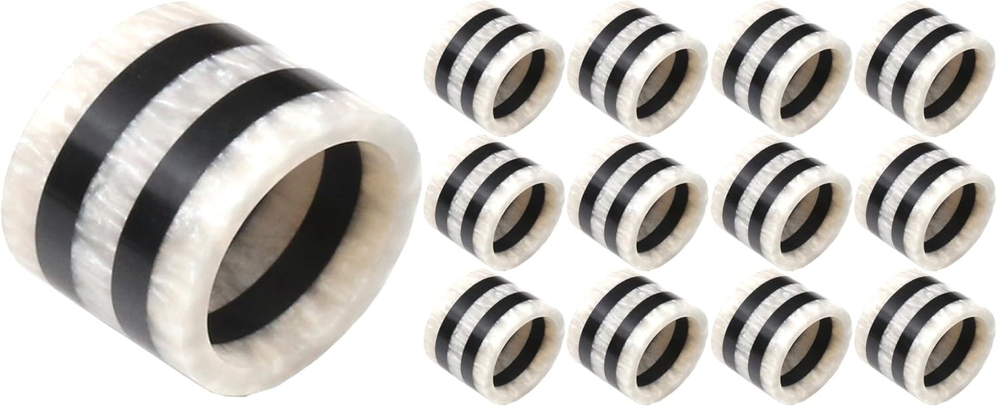 Napkin Rings Set of 12, Resin Round Napkin Holders for Cloth Napkins, Elegant Serviette Rings for Dinner Parties, Weddings, Holiday Décor, Modern Dining Accessories (Black White) - ALPHA Living HOME