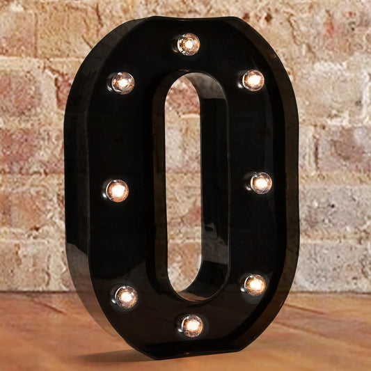 Decorative LED Illuminated Letter Marquee Sign - Alphabet Marquee Letters with Lights For Wedding Birthday Party Christmas Night Light Lamp Home Bar Decoration O, Black