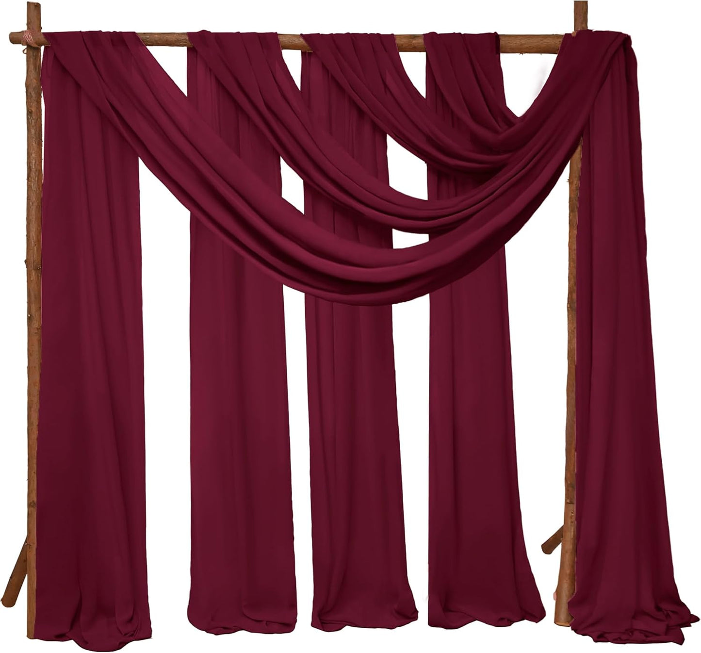 4 Panels Wedding Arch Draping Fabric 28" x 20Ft Chiffon Wedding Arch Drapes Chiffon Fabric Drape Sheer Backdrop Curtain for Nuptials Party Ceremony Birthday Reception Backdrop Ceiling Décor(Burgundy)