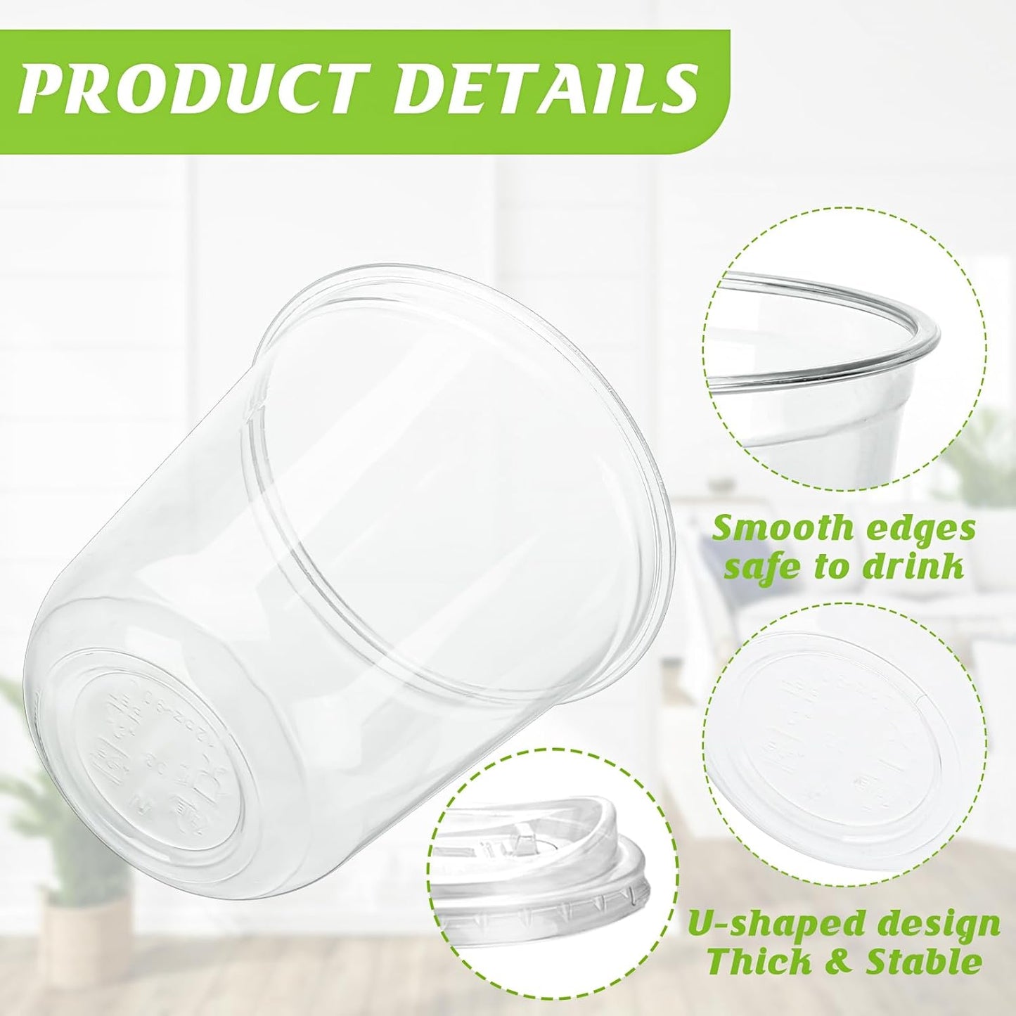 12oz Disposable Stemless Glasses With Strawless Sip Lids,PET Disposable Drinking Cups,Clear Plastic Wine Glasses for Parties Birthday,Wedding,Meeting,Christmas Party Supplies. (50, Transparent)