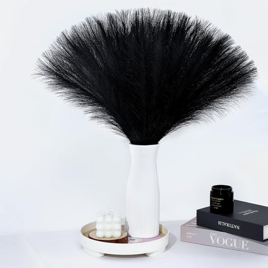 Black Pampas Grass Decor 30 Pcs 21.7 Inch Faux Pampas Grass Bulk Artificial Dried Flowers Small Vase Filler Pompas Grass.