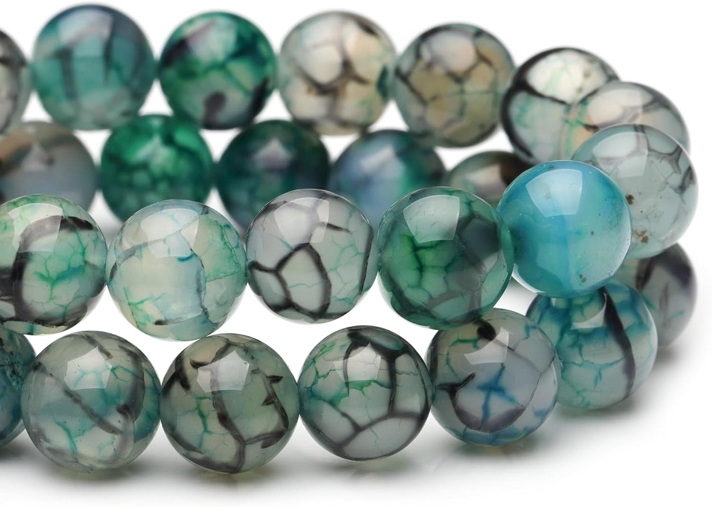 10mm Natural Stone Beads for Jewelry Making,Dragon Vein Agate Polished Smooth Round Gemstone Beads for Bracelet Necklace 15 Inch