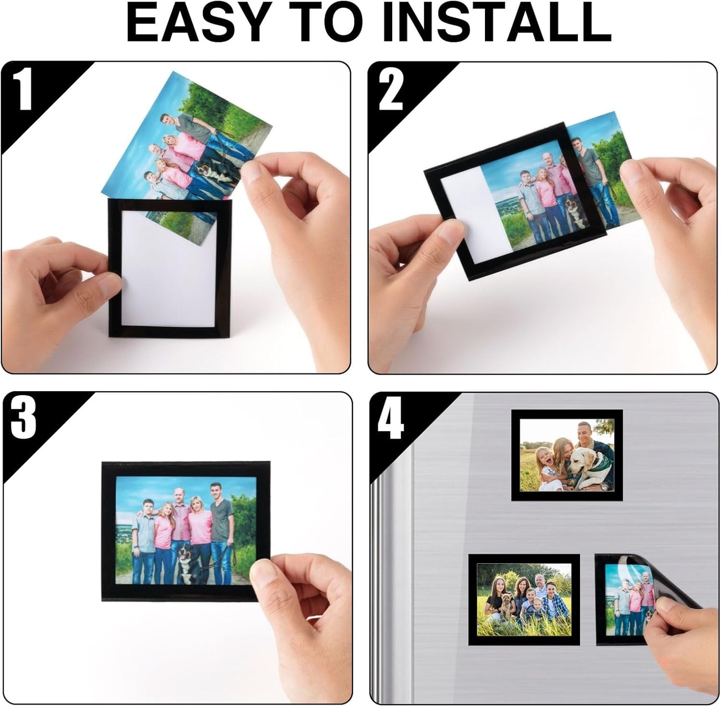 Magnetic Picture Frames with Black Border(2.5"X3.5",12 Pack),Mini Wallet Size Magnet Photo Sleeves Pockets/Holder,Decorations for Home/Office/School/Classroom/Party