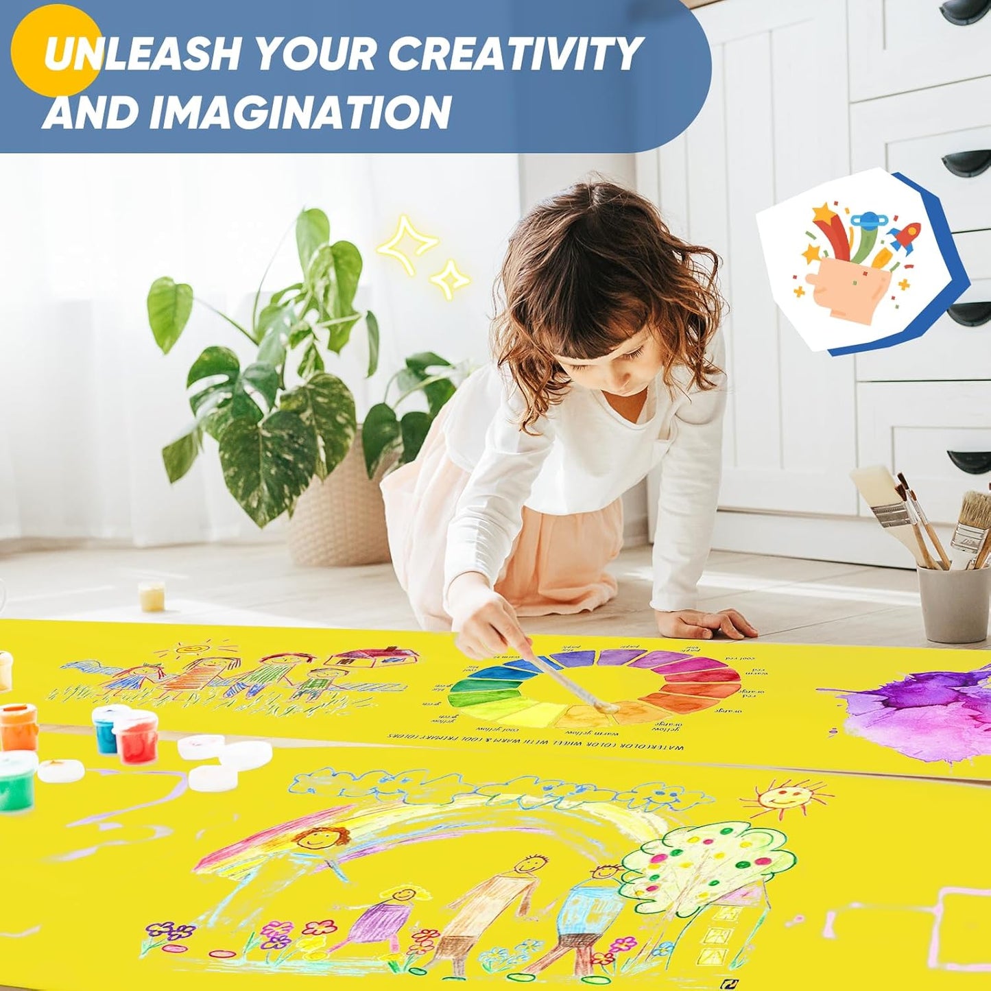 Yellow Wrapping Paper Craft Paper Kraft Paper Roll 15"x450", Bulletin Board Paper, Arts & Crafts, Gift Wrapping Packing Painting Drawing Paint Easel Poster Chart Decorative Paper, Kids Art Supplies