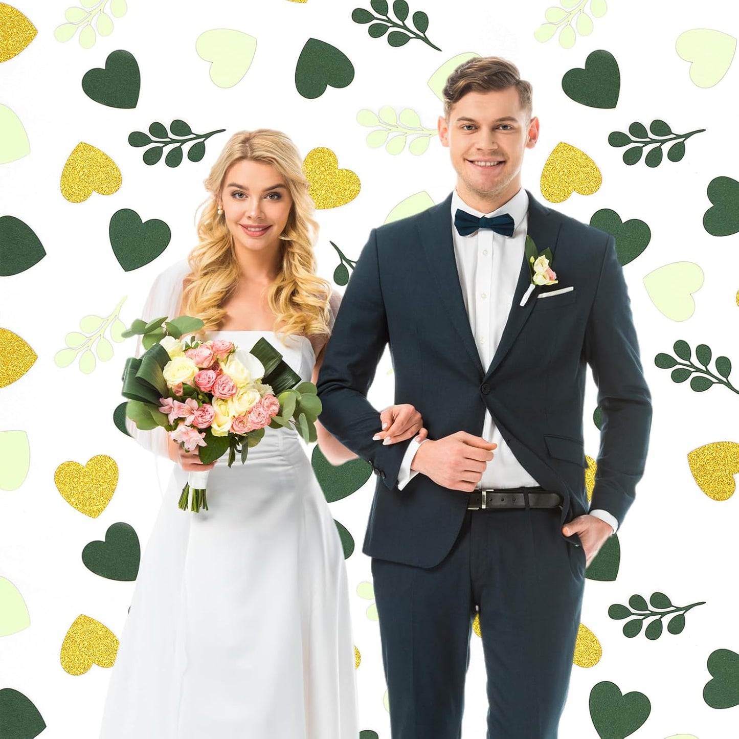 200PC Sage Green Heart Confetti for Wedding Baby Shower Engagement Birthday Bachelorette Party Decorations Greenery Eucalyptus Leaves Table Scatter for Bridal Shower Decor