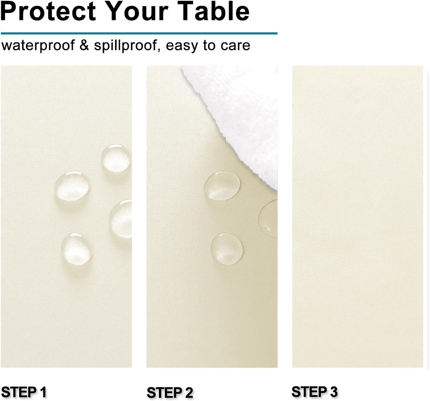 Hiasan Champagne Square Tablecloth - Waterproof and Spillproof Restaurant Washable Polyester Table Cloth for Dining Room, 30 x 30 Inch