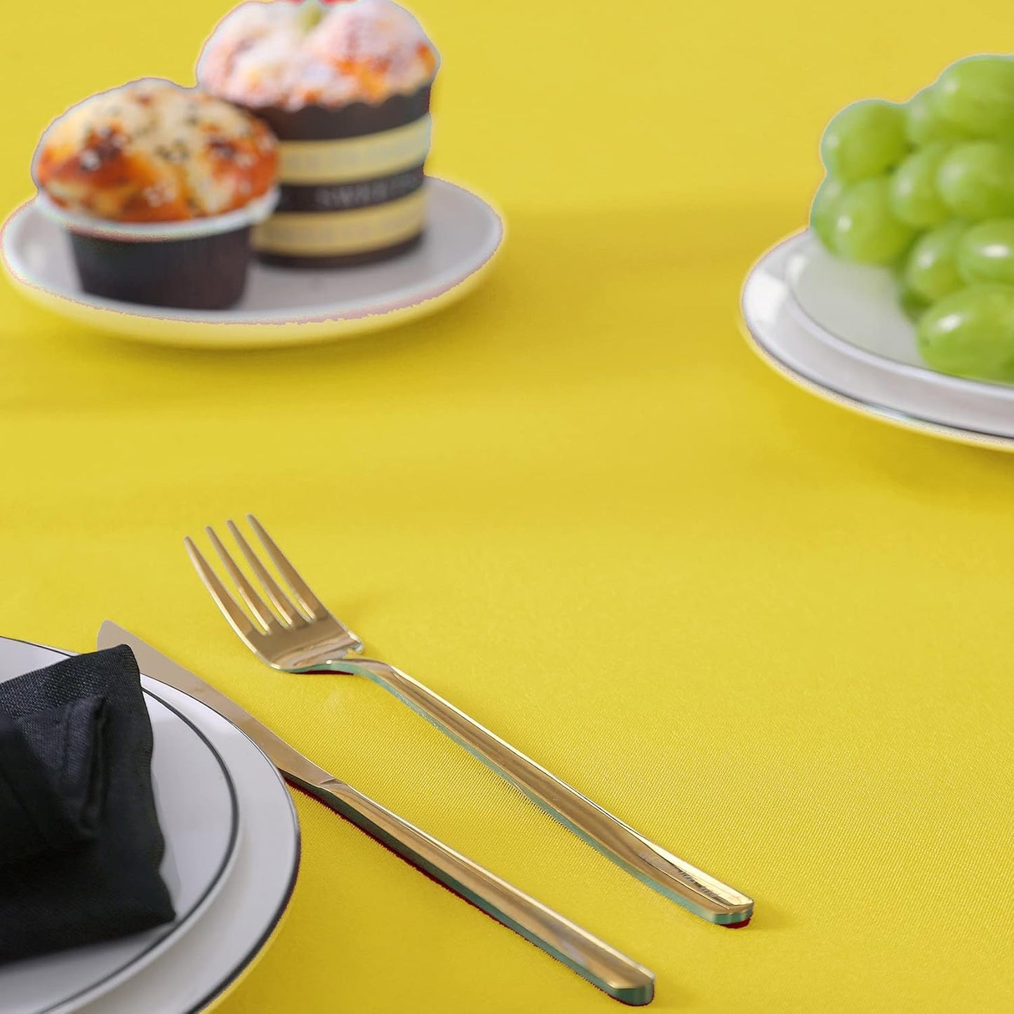 Rectangle Tablecloth 60x84 inch Washable Polyester Fabric Table Cloth for Wedding Party Dining Banquet Decoration（60x84,Yellow）