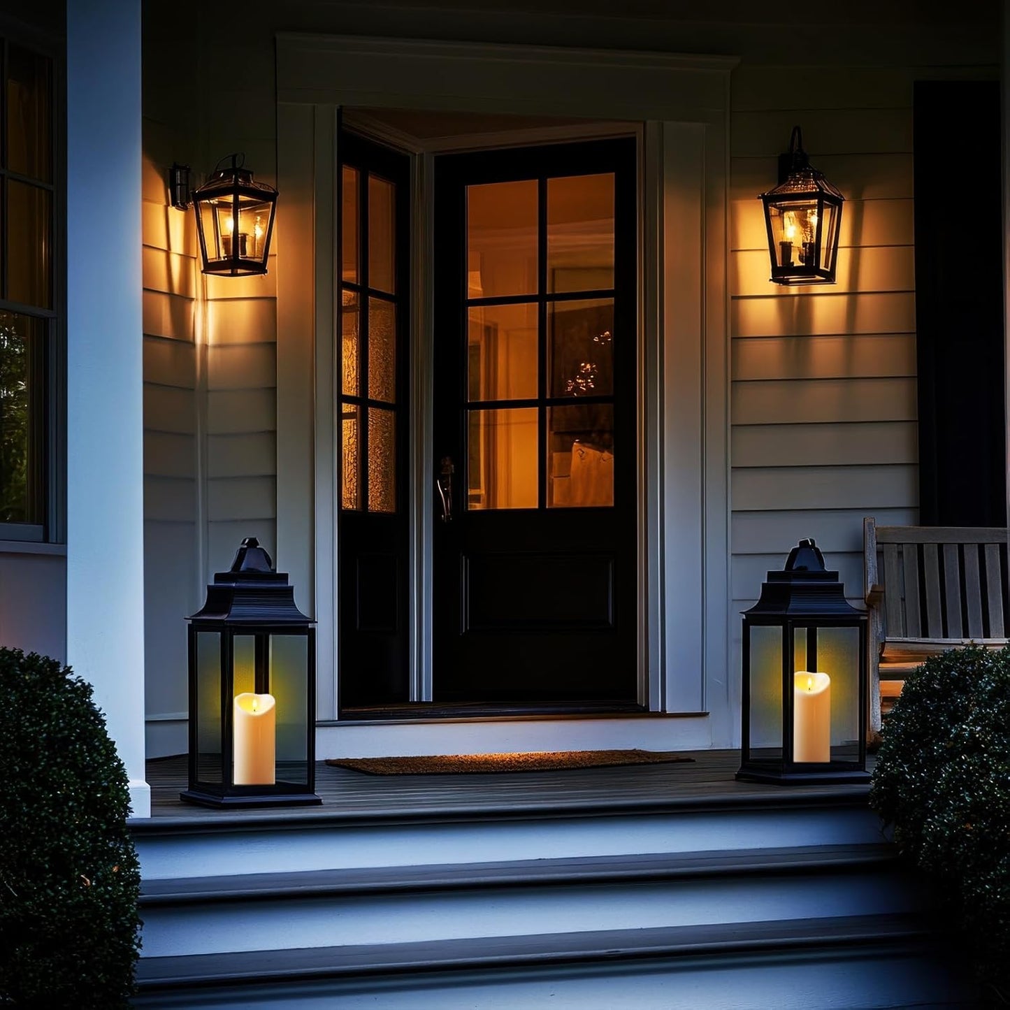 Amagic 4” x 9” Large Outdoor Waterproof Flameless Candles with Remote, Battery Operated Candles with Timer, Flickering Fake LED Pillar Candle for Patio Yard Porch Decor, Ivory White, Set of 2