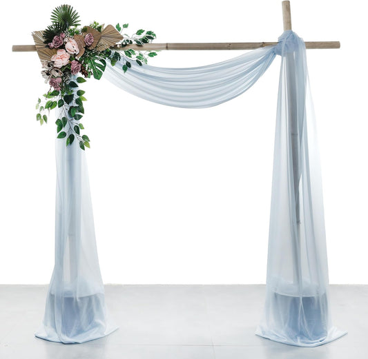 VDS Pack of 1 Panel (30 Inch X 100 Feet) Wedding Arch Draping Fabric Sheer Chiffon Fabric Drapery for Wedding Ceremony Reception Swag Backdrop Canopy Chuppah ARBO Altars Decoration (Baby Blue)