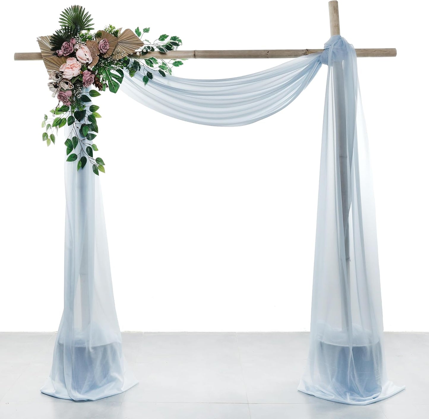 VDS Pack of 1 Panel (30 Inch X 20 Feet) Wedding Arch Draping Fabric Sheer Chiffon Fabric Drapery for Wedding Ceremony Reception Swag Backdrop Canopy Chuppah ARBO Altars Decoration (Baby Blue)