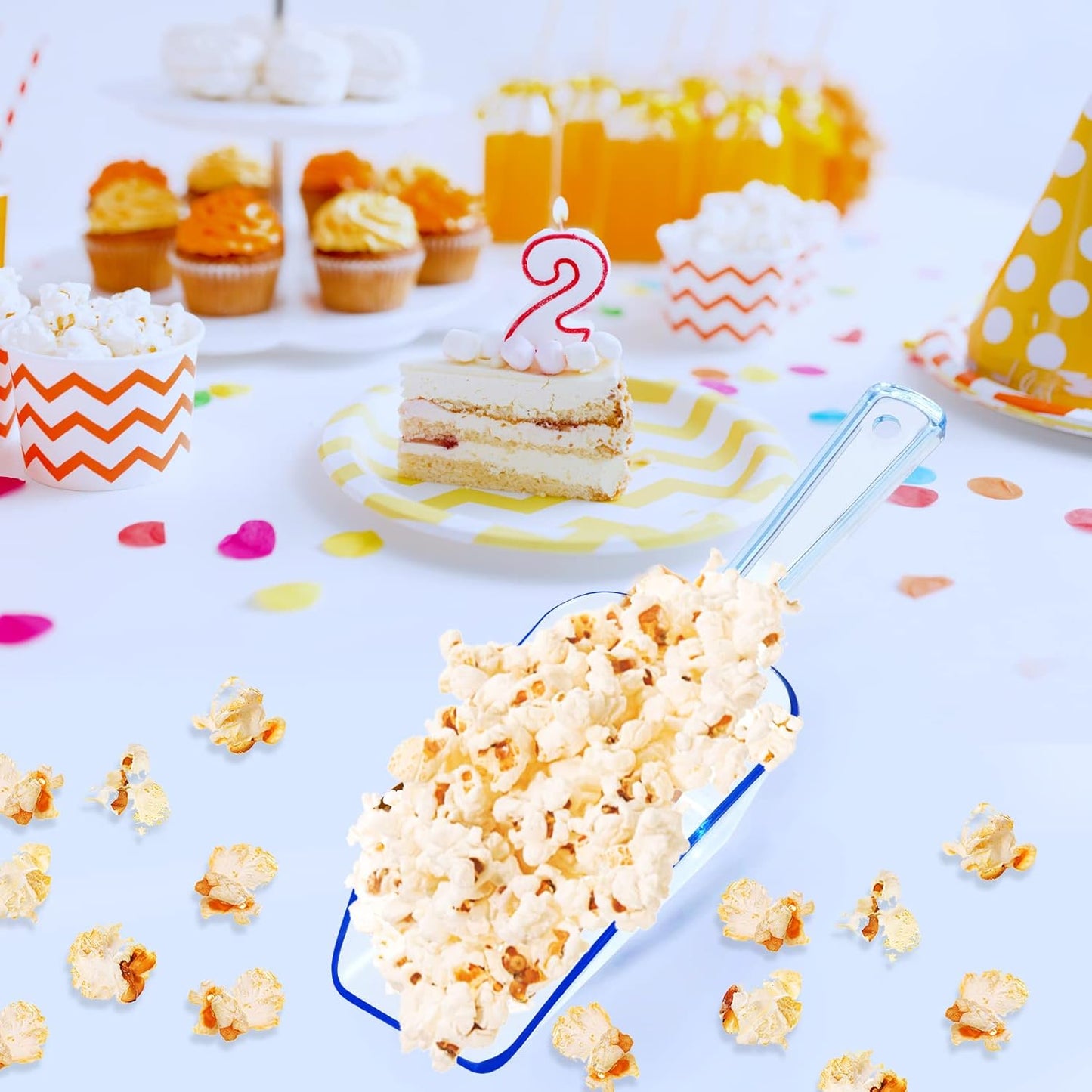 Ice Scoop Candy Buffet Containers Scoopers, Hmxpls Blue Plastic Scoop for Popcorn Cookie Candy Buckets, Podpocket Acrylic Large Scoops for Parties Wedding Bar Jars Freezer Dry Goods （6 Pack 7.5 In ）