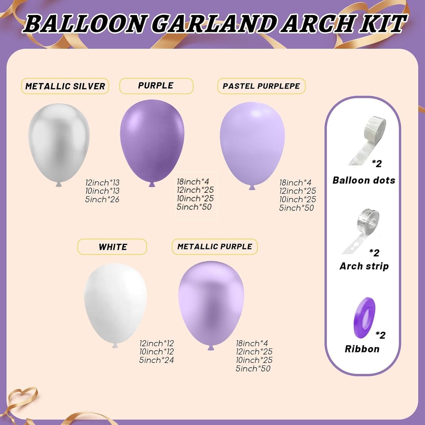 412Pcs Purple Balloon Garland Arch Kit,18 12 10 5 Inch Different Size Lavender Latex Metallic Silver Balloons for Butterfly Birthday Girls Women Wedding Birthday Baby Shower Party Decorations