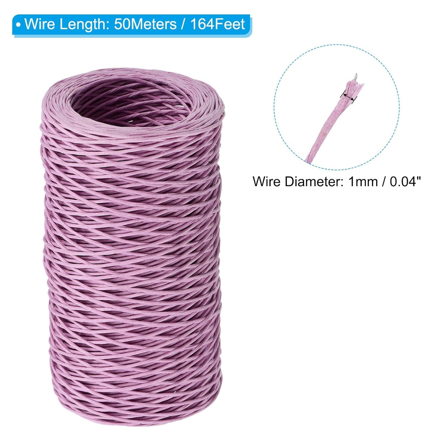 PATIKIL 164 Feet Floral Bind Wire Wrap Twine, 1mm Florist Wire Iron Wire Paper Covered Vine Wrapping Binding Wire for Flower Bouquets, Purple