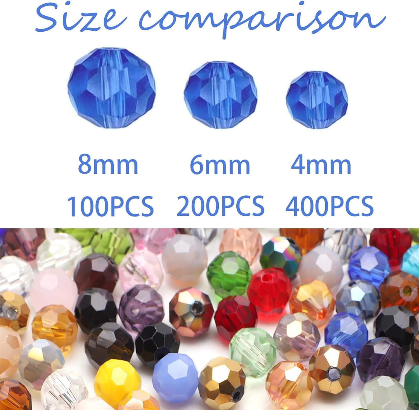 200PCS 6MM Crystal Glass Beads for Jewelry Making Mix Color Rondelle Facted Crystal Glass Beads for Bracelet Making Round Glass Spacer Beads for DIY Crafts Wind Chimes Suncatchers