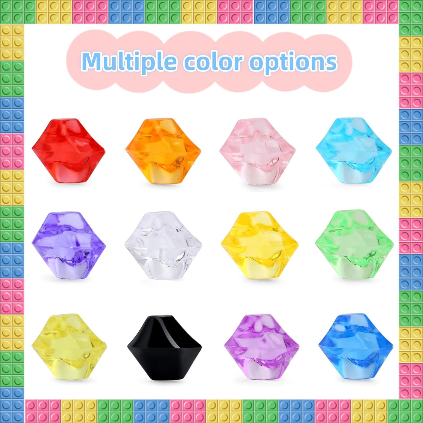 YATOJUZI 500pcs Fake Ice Cubes Acrylic Gems Gemstones Multicolor Vase Filler Crushed Rocks Plastic Diamonds Crystals for DIY Party Wedding Centerpiece Table Scatter Prop Display 0.5" (Random Color)