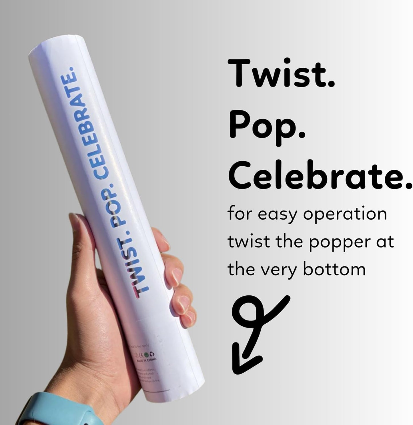 White Biodegradable Confetti Poppers Confetti Cannon | 6 Pack | Party Poppers Decoration for Wedding Exit, Graduation, Birthday | Wedding Party Favors | Launches 25 ft | 12 inch | TUR Party Supplies