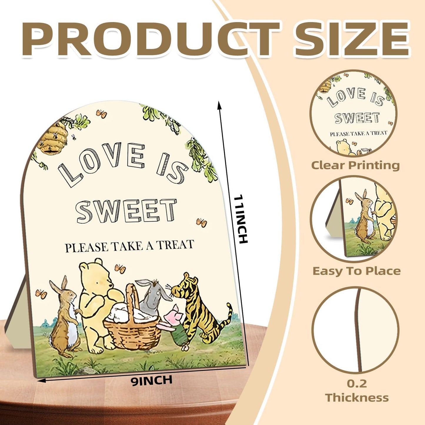 Classic Pooh Love is Sweet Please Take A Treat Sign, Winnie Decor Bridal Shower Sign, Love is Sweet Sign for Wedding Shower, Baby Shower Bridal Shower Decor Supplies 9 * 11IN