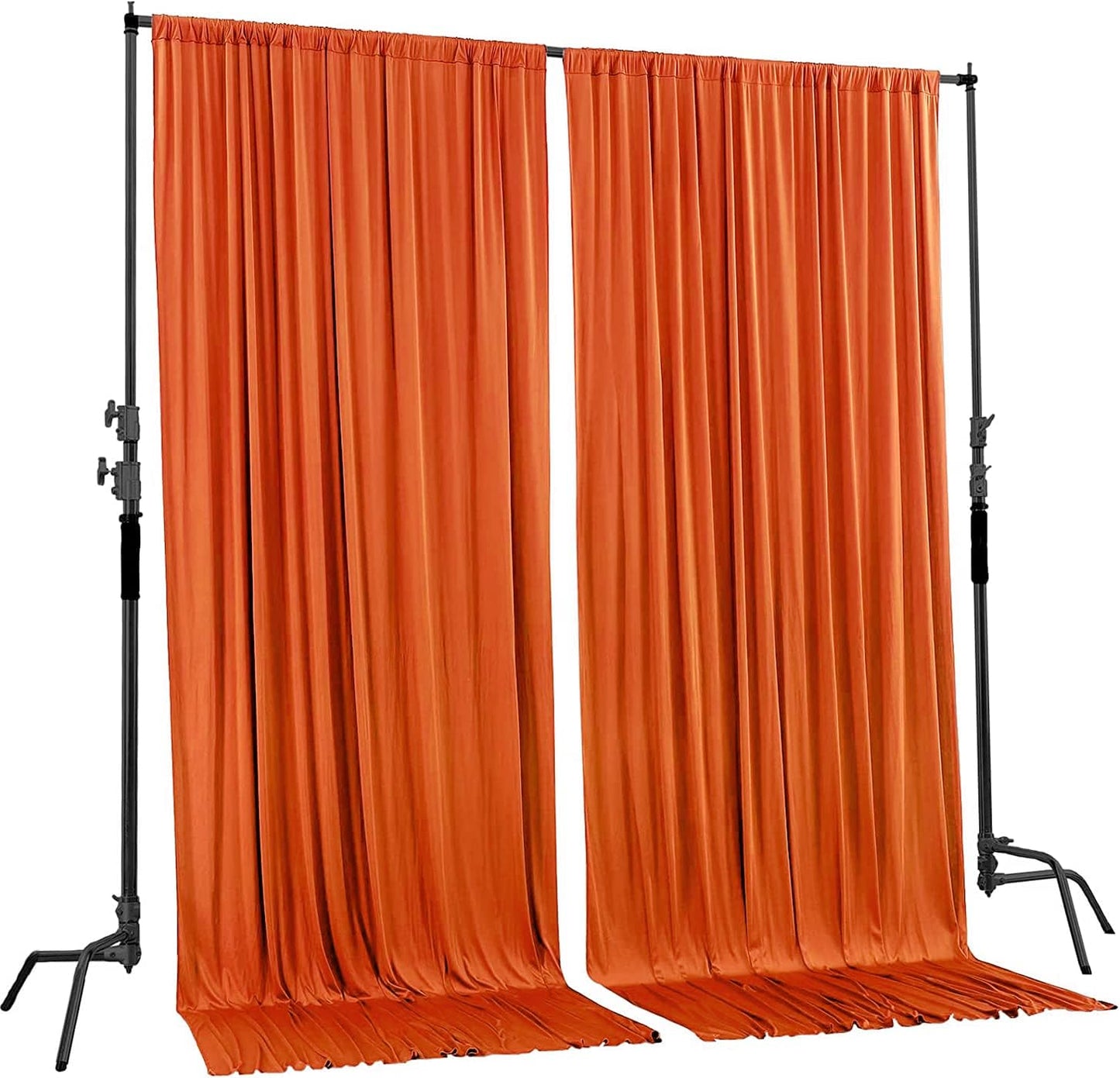 AK TRADING CO. 10 feet x 8 feet Polyester Backdrop Drapes Curtains Panels with Rod Pockets - Wedding Ceremony Party Home Window Decorations - Orange (DRAPE5X8-ORANGE) (Pack of 2)