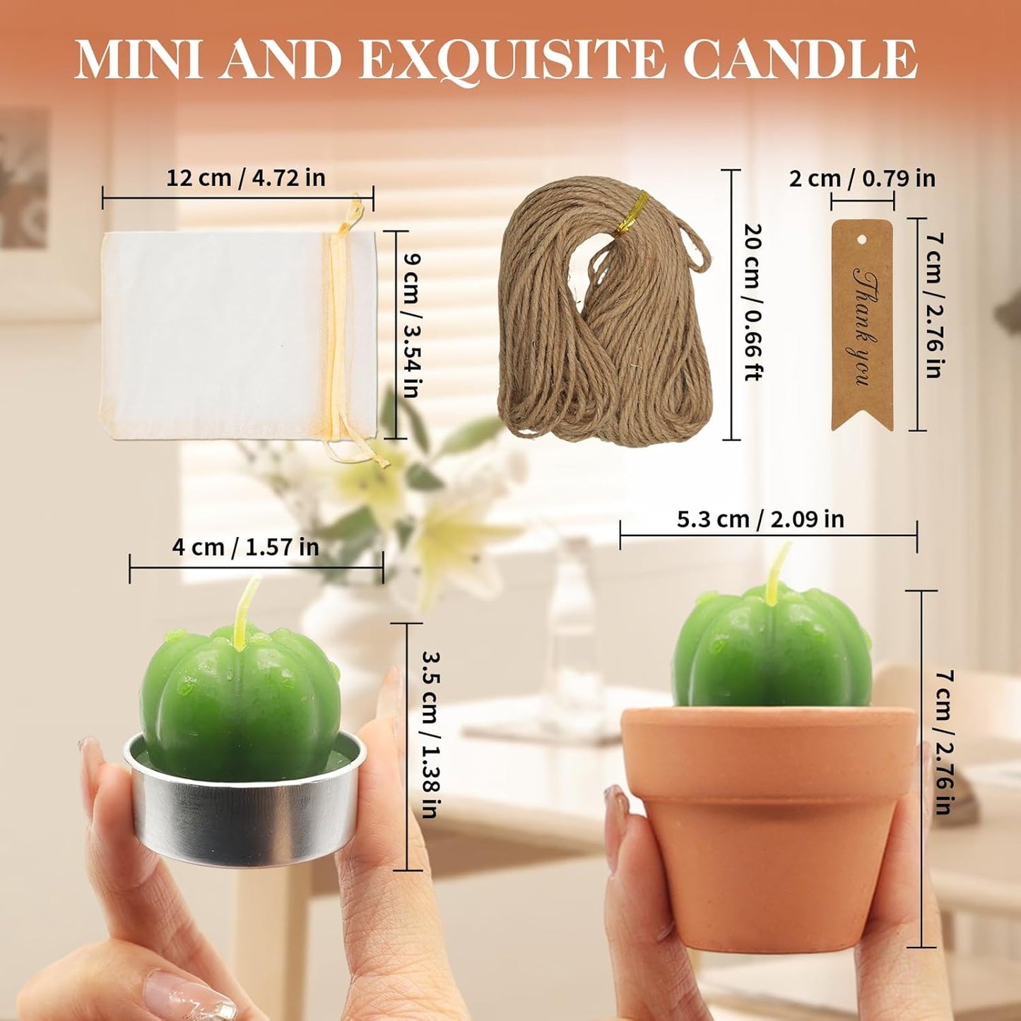 AZEAM 36 Pcs Succulent Candles Party Favors, Bulk Cactus Table Decor with Mini Terracotta Holders, Tiny Handmade Plant Tealights Candle Decoration for Baby Shower Bridal Game Wedding Home Birthday