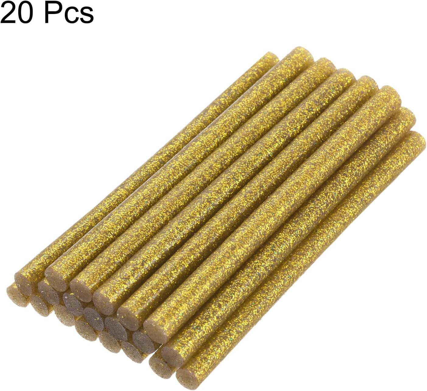 uxcell 20pcs Hot Glue Sticks for Glue Gun 11mm/0.43-inch x 4-inch Mini Hot Melt Adhesive Glue Stick Glitter Gold