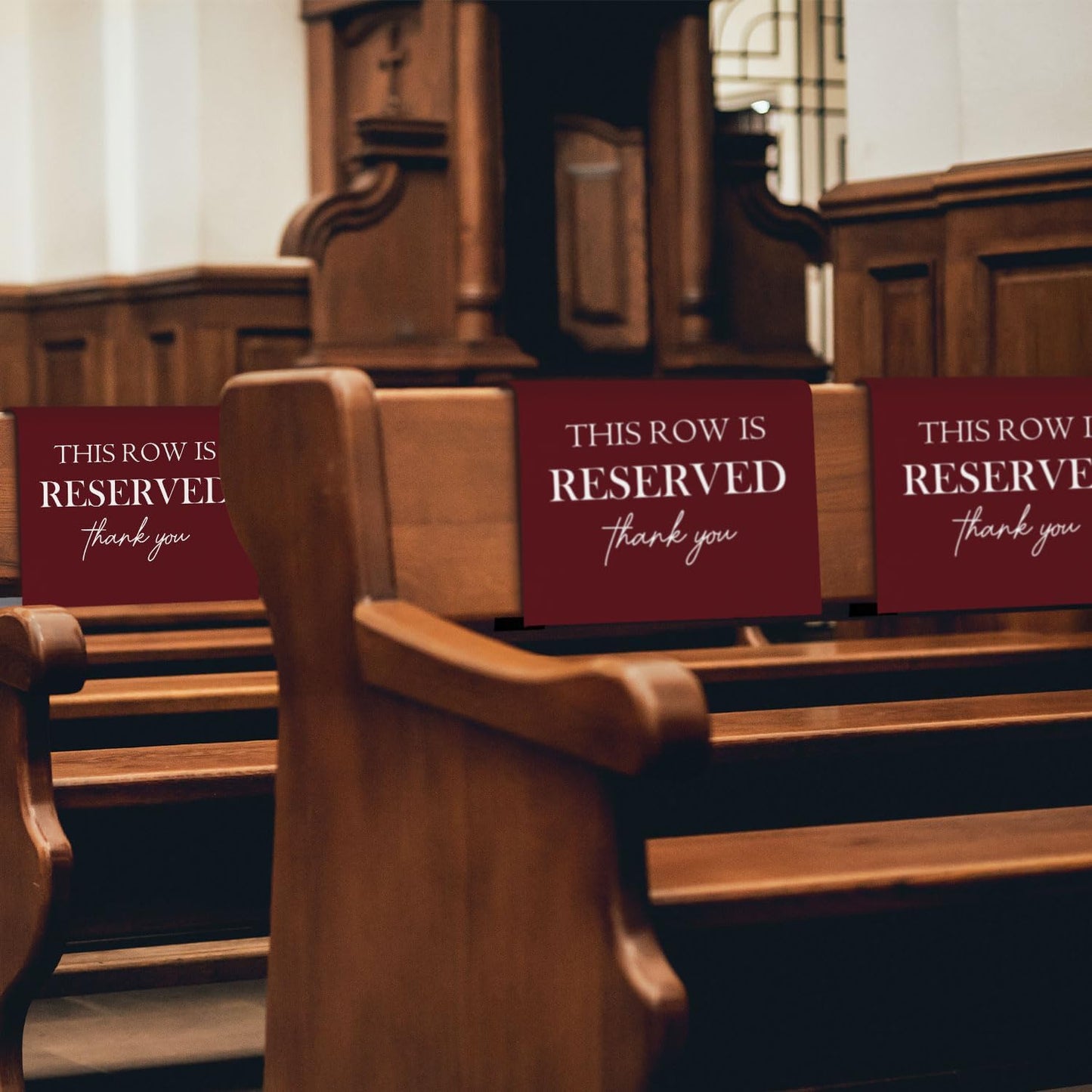 Reserved Seating Chair Signs, This Row Is Reserved Pew Cloths Seating Placeholder for Church Pews, Burgundy Wedding Decorations for Reception Parties Celebrations Event (Burgundy, 4 PCS)