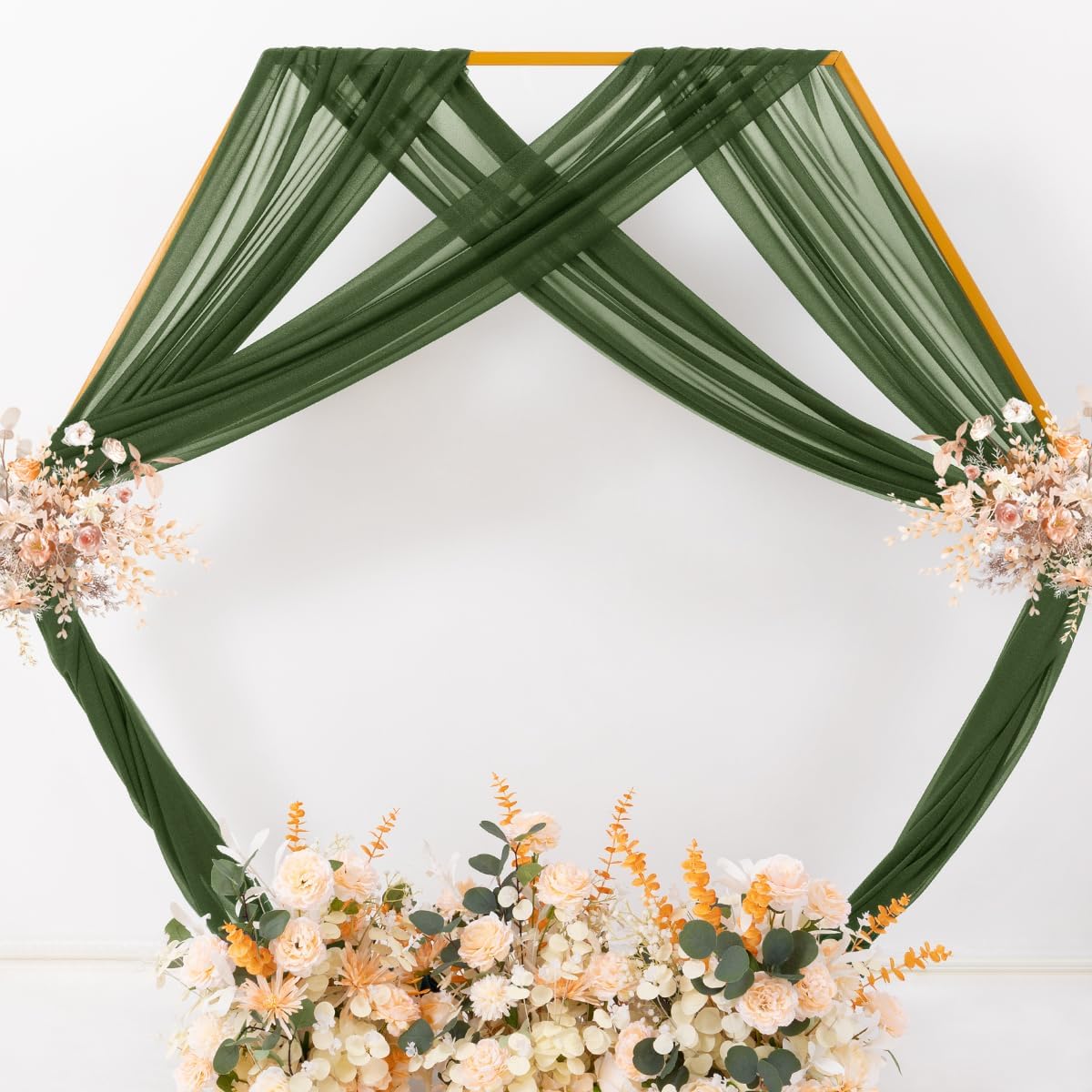 MLMC Olive Green Wedding Arch Draping Fabric 1 Panel 29" x 20 FT Extra Long Gauze Drapes Sheer Backdrop Curtains 6.6 Yards Outdoor Drapery Panels for Wedding Ceremony Party Ceiling Decoration