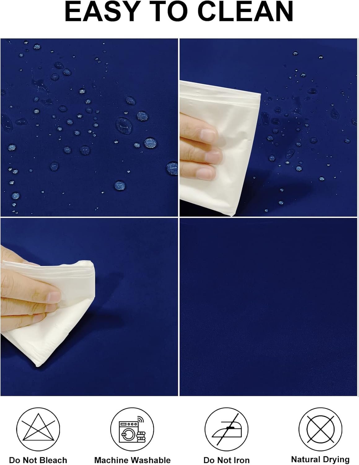 Fokitut 2 Pack Waterproof Round Tablecloth, 90 Inch, Stain Resistant and Wrinkle Polyester Table Cloth, Fabric Table Cover for Kitchen Dining, Wedding, Party, Holiday Dinner-Royal Blue