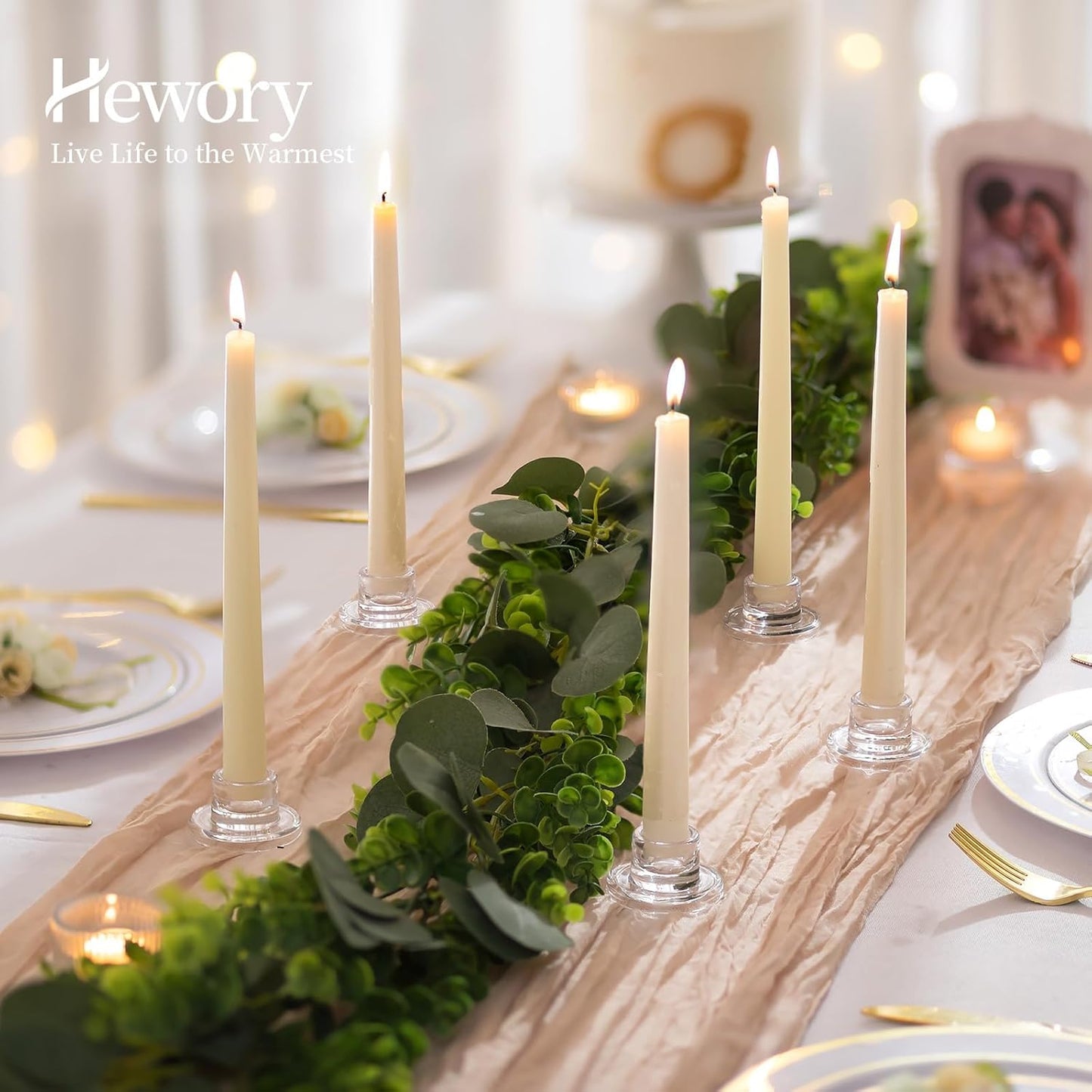 Hewory Glass Taper Candle Holders: 20 PCS Candlestick Holders Clear Short Tapered Candle Holder Set - Candle Stick Holder Decor for Table Centerpiece Wedding Party Advent Christmas Home Decorations