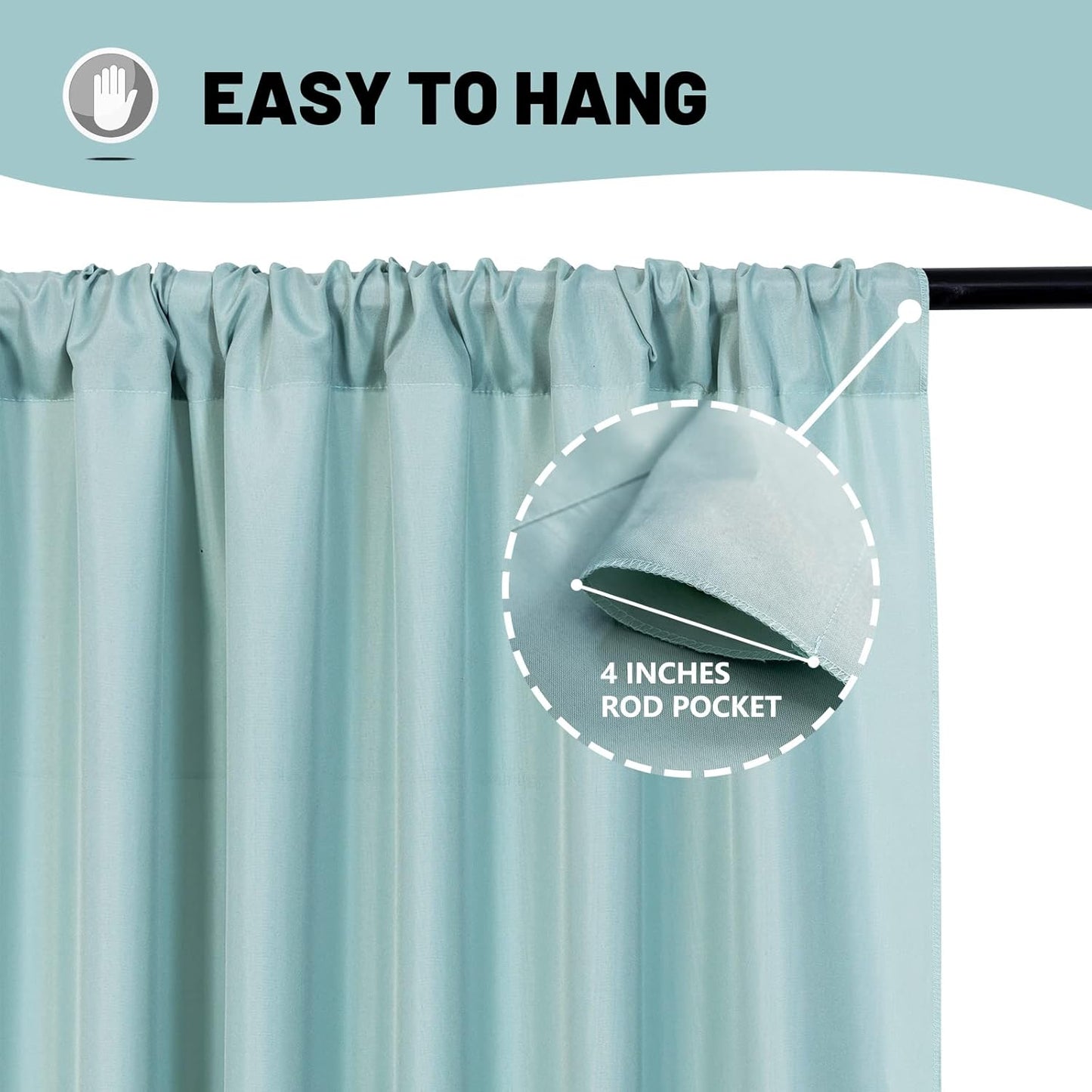 MYSKY HOME Light Green Backdrop Curtains for Parties, Weddings, Stage & Photography - 5ft x 10ft, 2 Panels