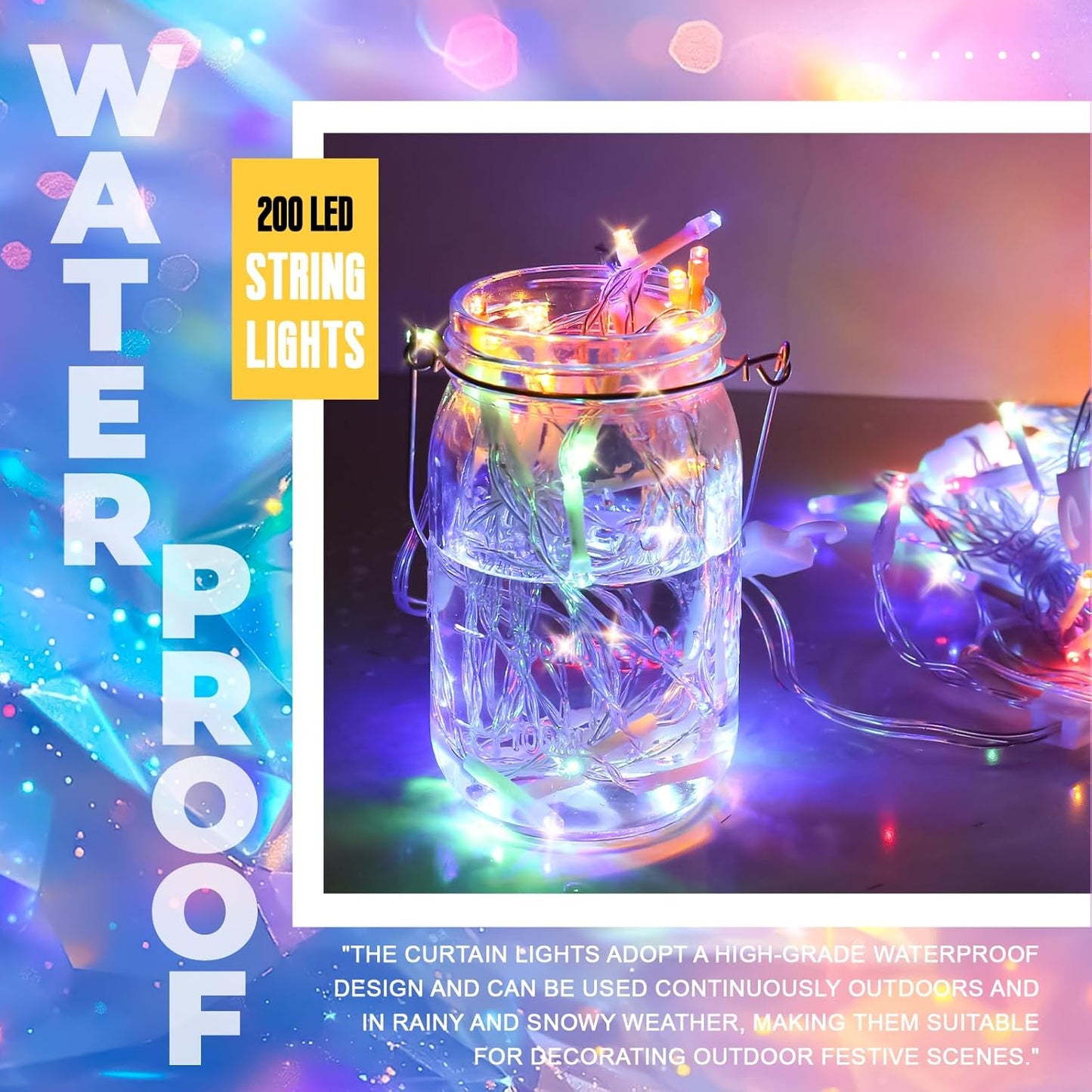 Curtain Light for Bedroom, 200LED 6.6x6.6ft Multicolor Window Wall Hanging Fairy Curtain String Light, 8 Modes Remote Fairy String Lights Indoor for Wedding Party Home Garden Decorations