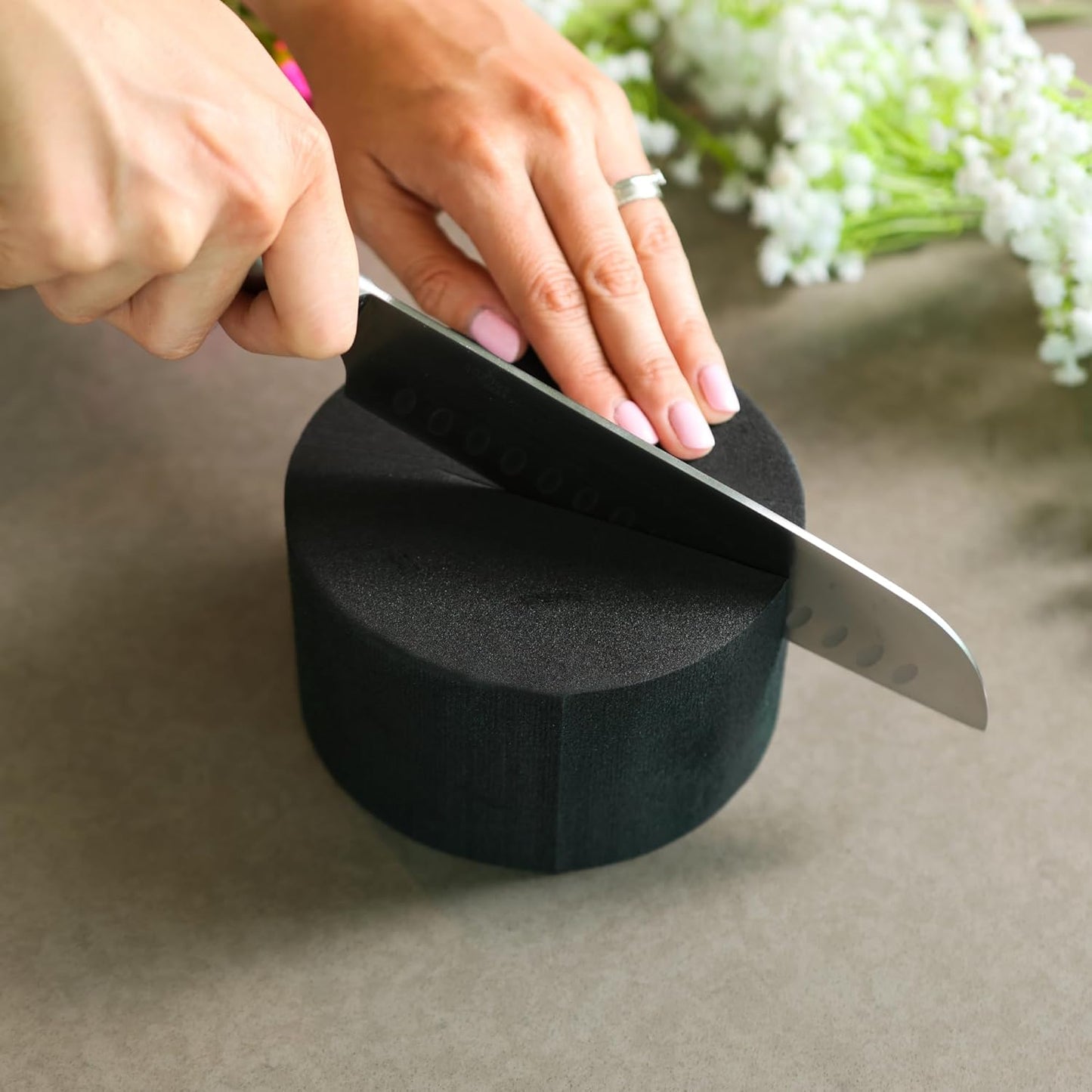 XCEL Floral Foam Blocks - Reusable, Weather Resistant Foam - Perfect for Fresh & Artificial Flower Arrangements, Crafts, Planter Boxes, Home Decor & More - 6-Pk, Gray (5” x 3”, Round)