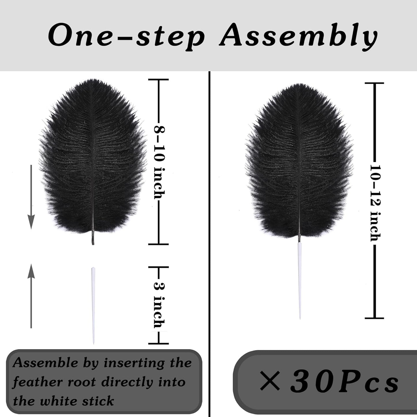 SOGUGOM White Craft Ostrich Feathers - 30PCS 8-10 inch Ostrich Feathers Kit for Centerpieces, Kindergarten Crafts, Dream Catchers and DIY Projects(White)