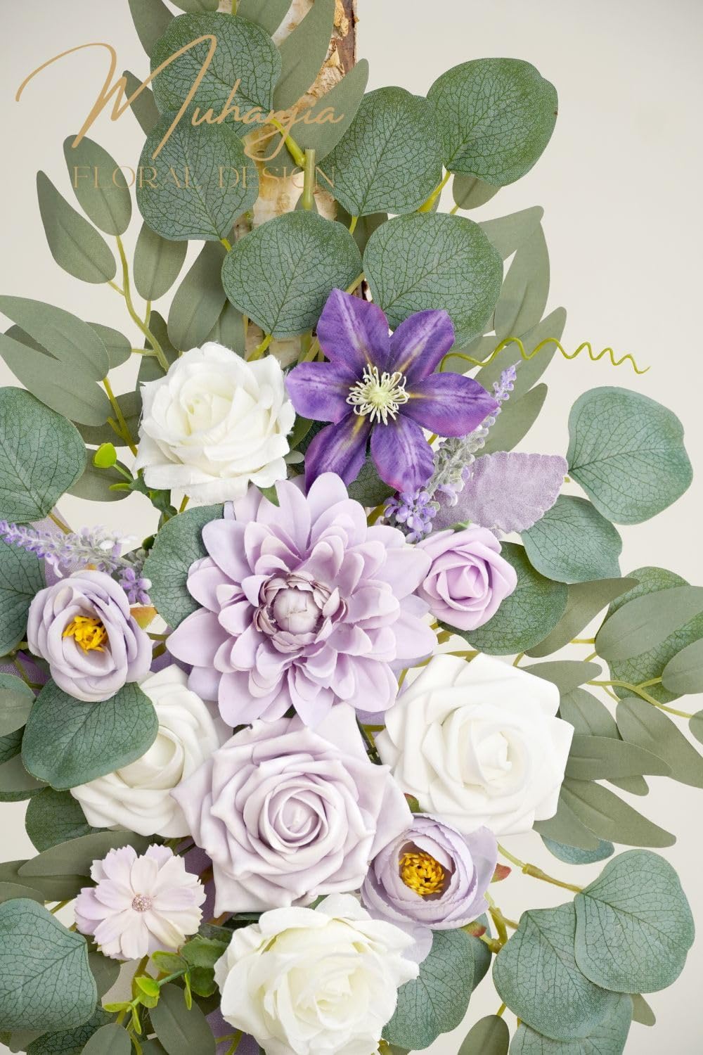 Artificial Arch Flowers Kit(Pack of 4),2Pcs Artificial Flower Arch Decor, 2Pcs Drapes, Ceremony and Reception Background Rose Decoration, Light Purple Flora Outdoor Party Decor