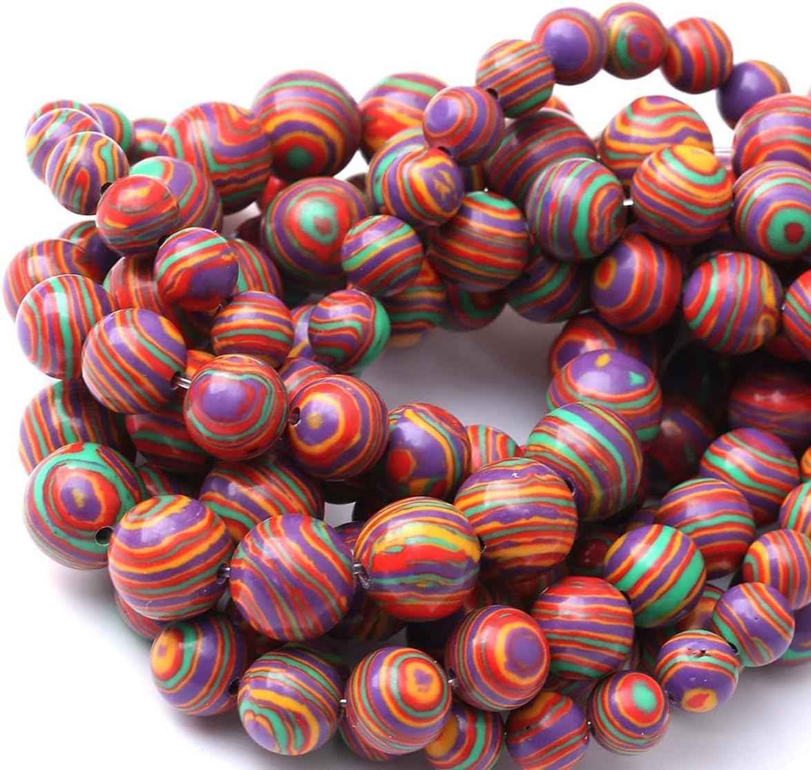 Painted Peacock Turquoise Stone Beads Gemstone Round Crystal Energy Jade Beads Stone Beads for Jewelry Making DIY Bracelet Necklace Jewelry Making 1 Strand 15.5inch 45PCS 8MM