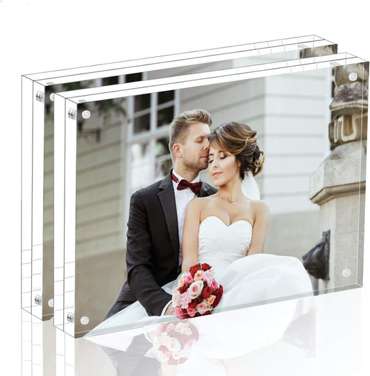 Magicool Premium Acrylic Photo Frame- Magnet Photo Frame -Double Sied Thick Desktop Frames (5x7 2 pack)