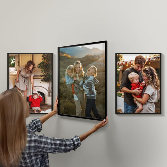 Mixtiles Official - Custom Photo Tiles - Personalized Printed Photos - Magnetic Wall Frames - Adhesive Sticker, No Nails - Various Sizes and Frames - XL-Portrait-set-Tile - Black Frame