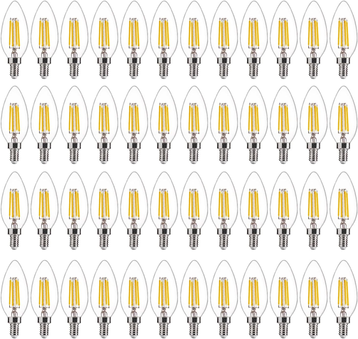 FLSNT 60W Equivalent LED Chandelier Light Bulbs, Dimmable LED B11 E12 Candelabra Base Bulbs, 3500K Natural White, 550LM, 48 Pack UL,CA65 Listed.