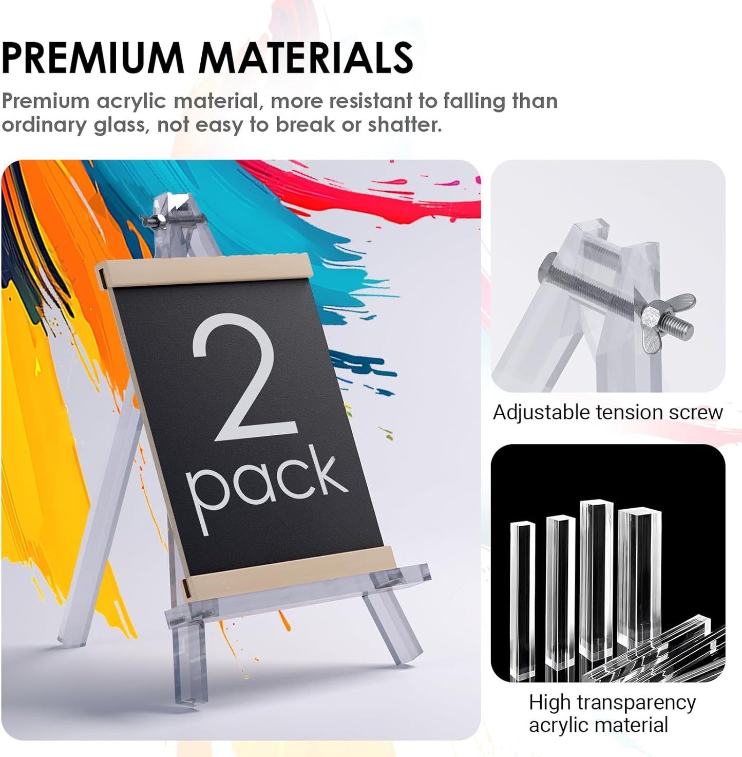 9 inch Acrylic Easel for Painting, 6 Pack Easel Stand for Wedding Signs, Tabletop Easels for Painting Canvases, Small Art Easel Canvas Stand Photo Display Tripod Holder for Kids Adults (6)