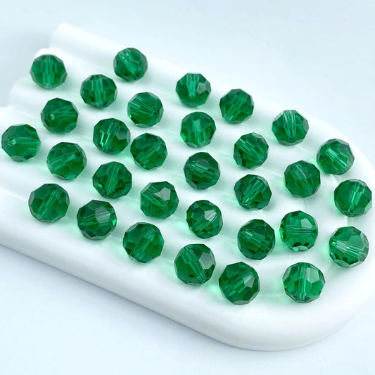 100 PCS 8mm Crystal Glass Beads Round Multiple Faceted Loose Spacer Glass Beads for DIY Handcrafte Bracelet Necklace Earring Jewelry Making(Malachite Green)