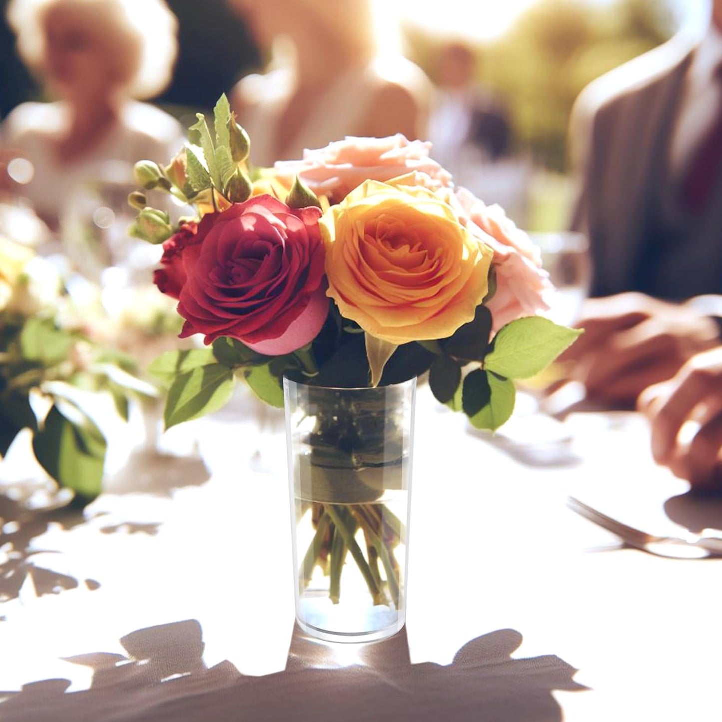 Amazing Abby - Viola Piccolo - Plastic Cylinder Vases (12-Piece Set), Acrylic Flower Vases for Wedding Centerpieces, Home Decorations, Office Ornaments, Shatter-Proof, 6" (H) (Not Glass)